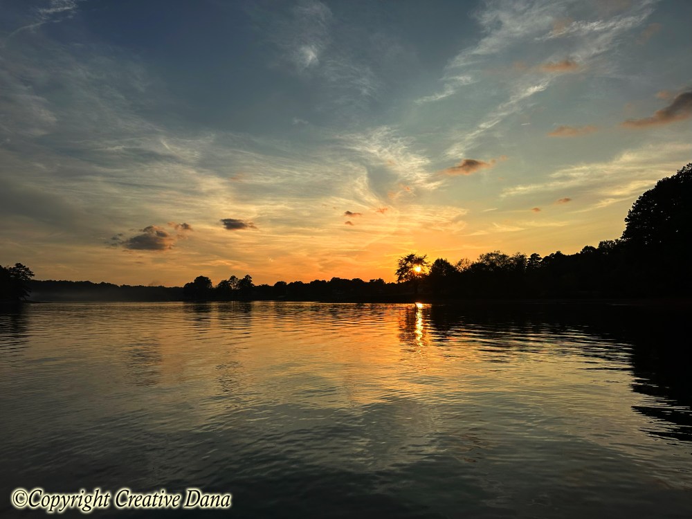 sunset, lake