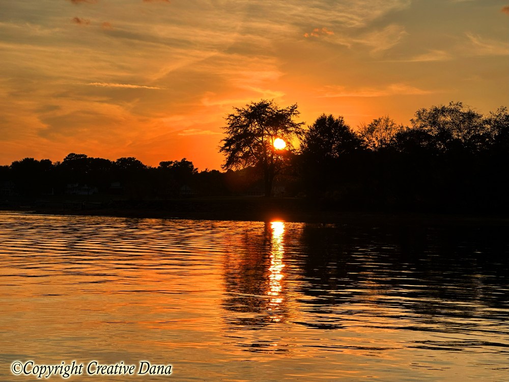 sunset, lake