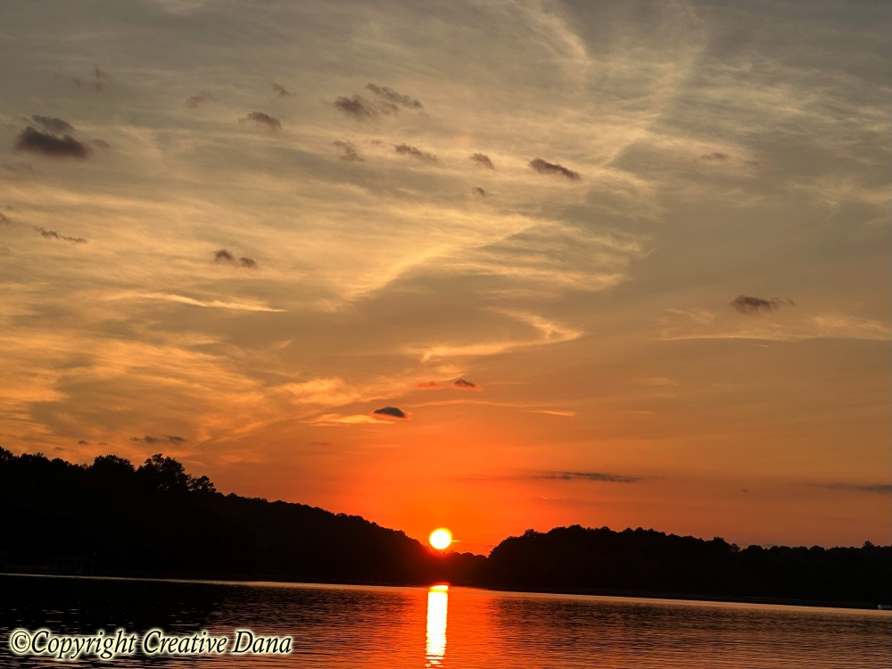 sunset, lake