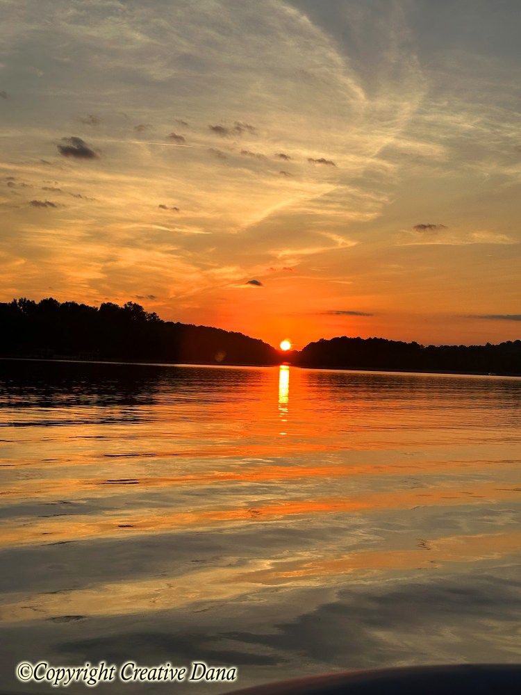 sunset, lake