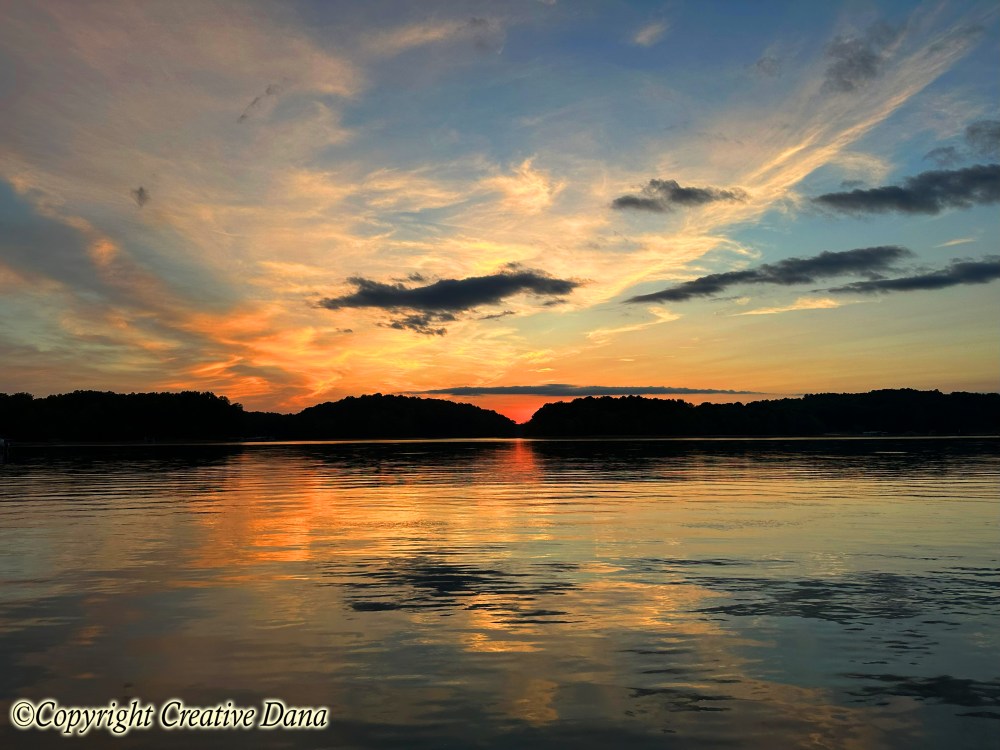 sunset, lake