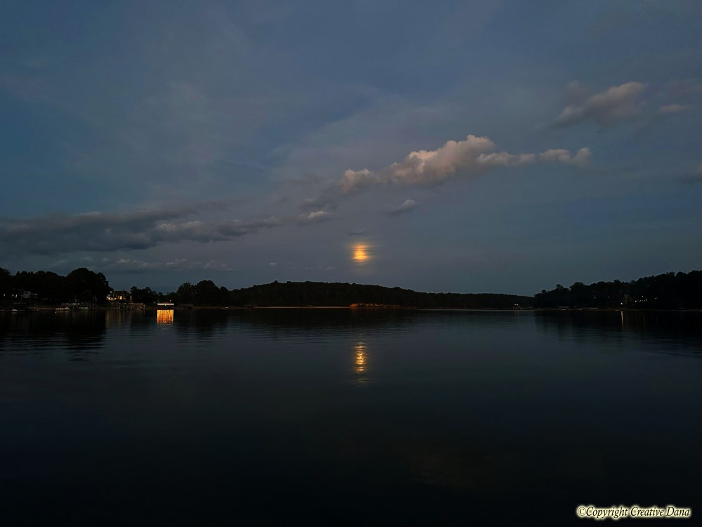 moon, lake