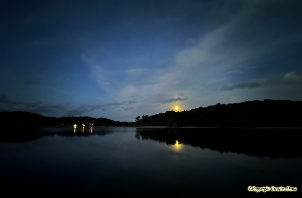 moon, lake